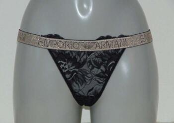 Armani Ladies Pizzo d'Oro Black/Gold Thong