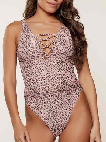 LingaDore Beach Pink Leopard Badpak