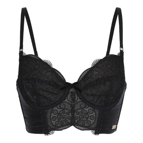 Miamor Black Underwired Push-up Half-Bra With Lacy Back