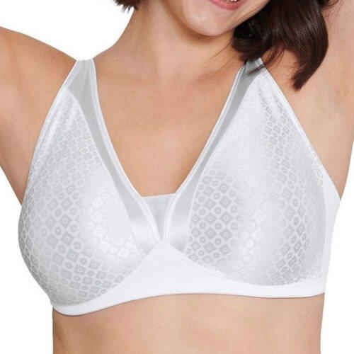 Naturana Women's Plus-Size Soft Bra with Lace On Upper Cup, White