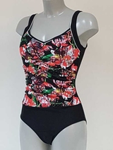 Lentiggini Floral  red/black bathingsuit